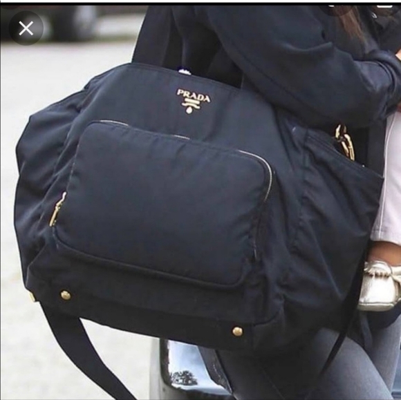 AUTHENTIC PRADA BLACK & GOLD DIAPER BAG BABY PURSE $2300 - Picture 3 of 13